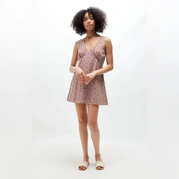 Rhythm Women’s Carmella Floral Print V-Neck Sleeveless Mini Dress A-Line Retro - Picture 4 of 14